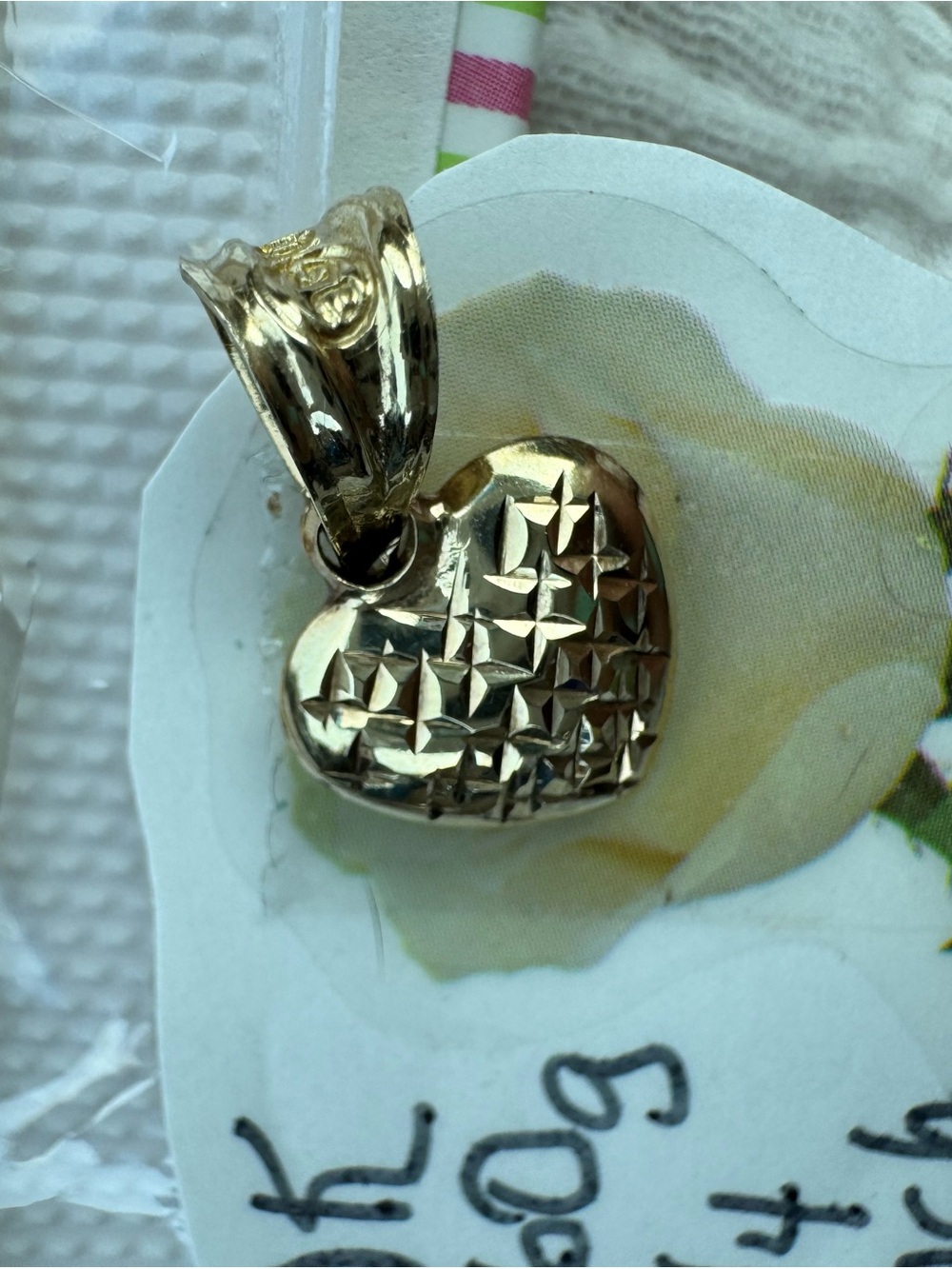 10k stamped and acid tested Gold Heart Pendant Charm - Elegant Textured Heart